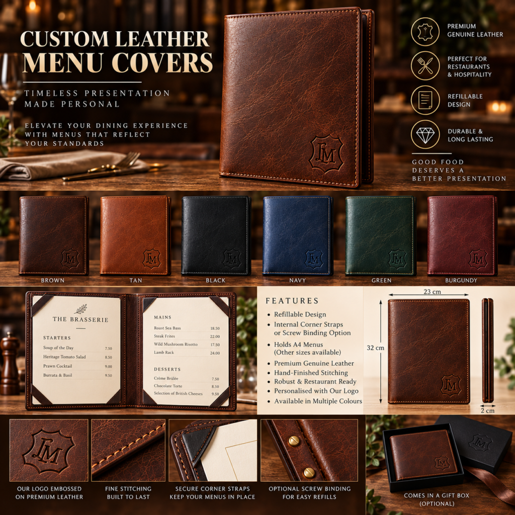 Custom Leather Menu Covers