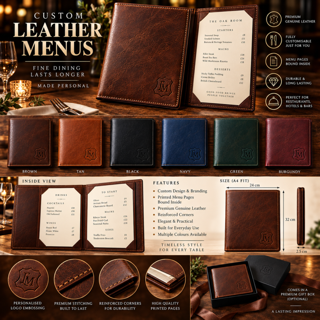 Custom Leather Menus