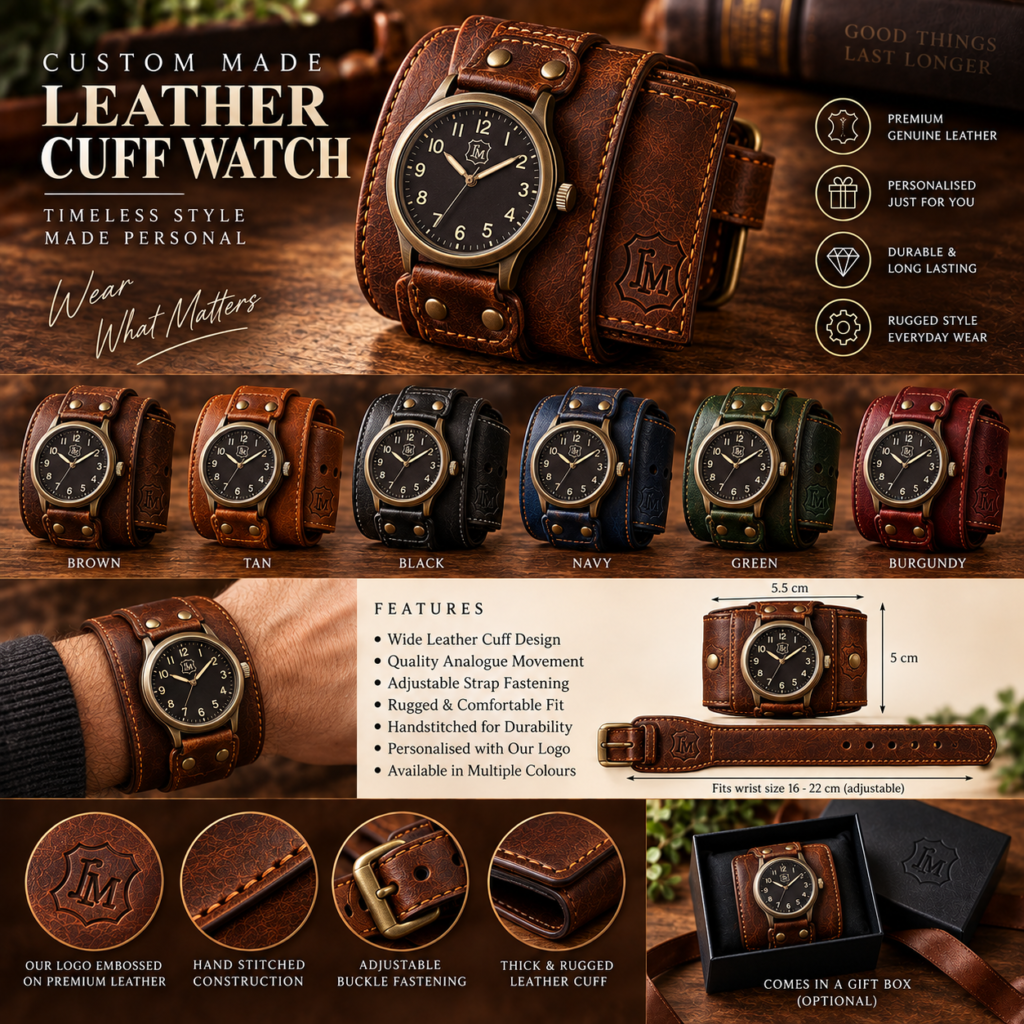 Custom Made Leather Cuff Watch