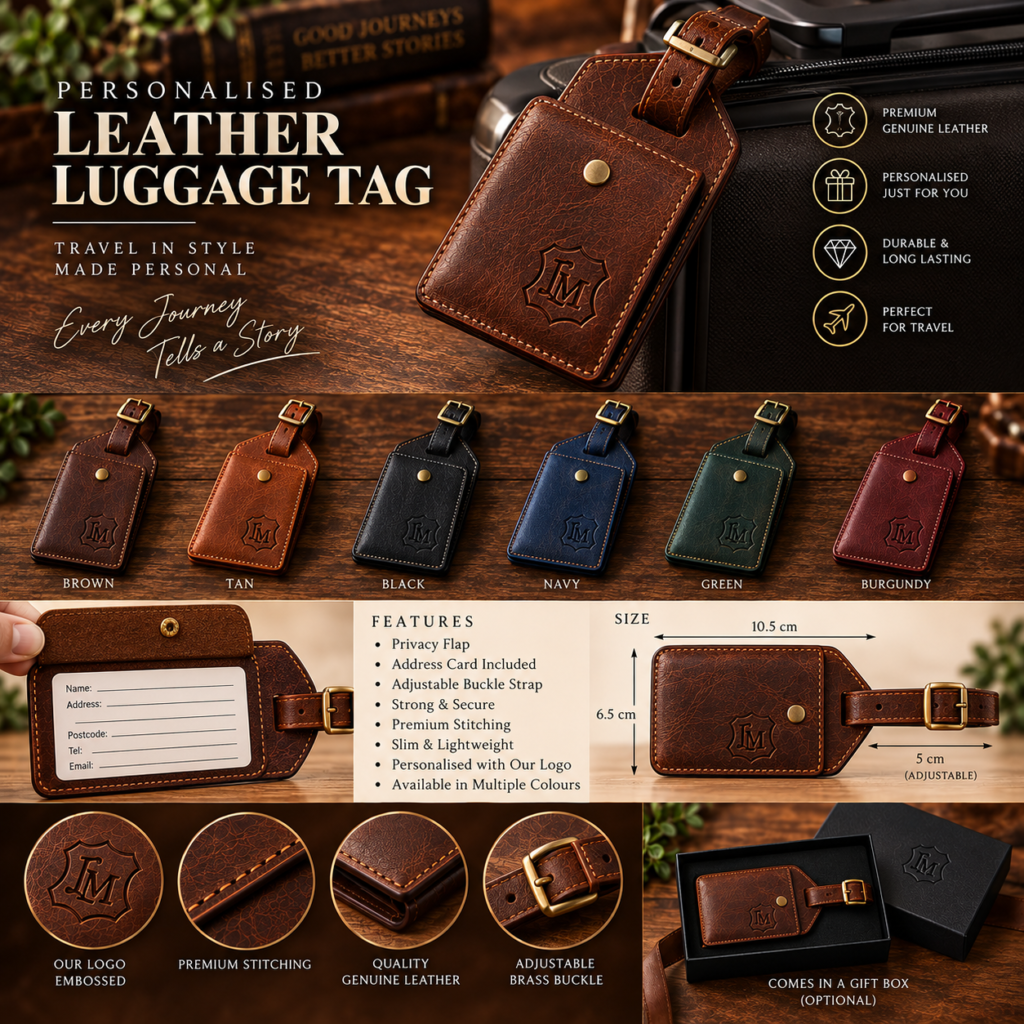 Personalised Leather Luggage Tag