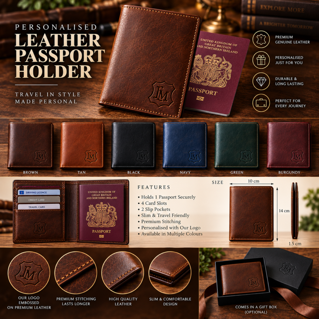 Personalised Leather Passport Holder