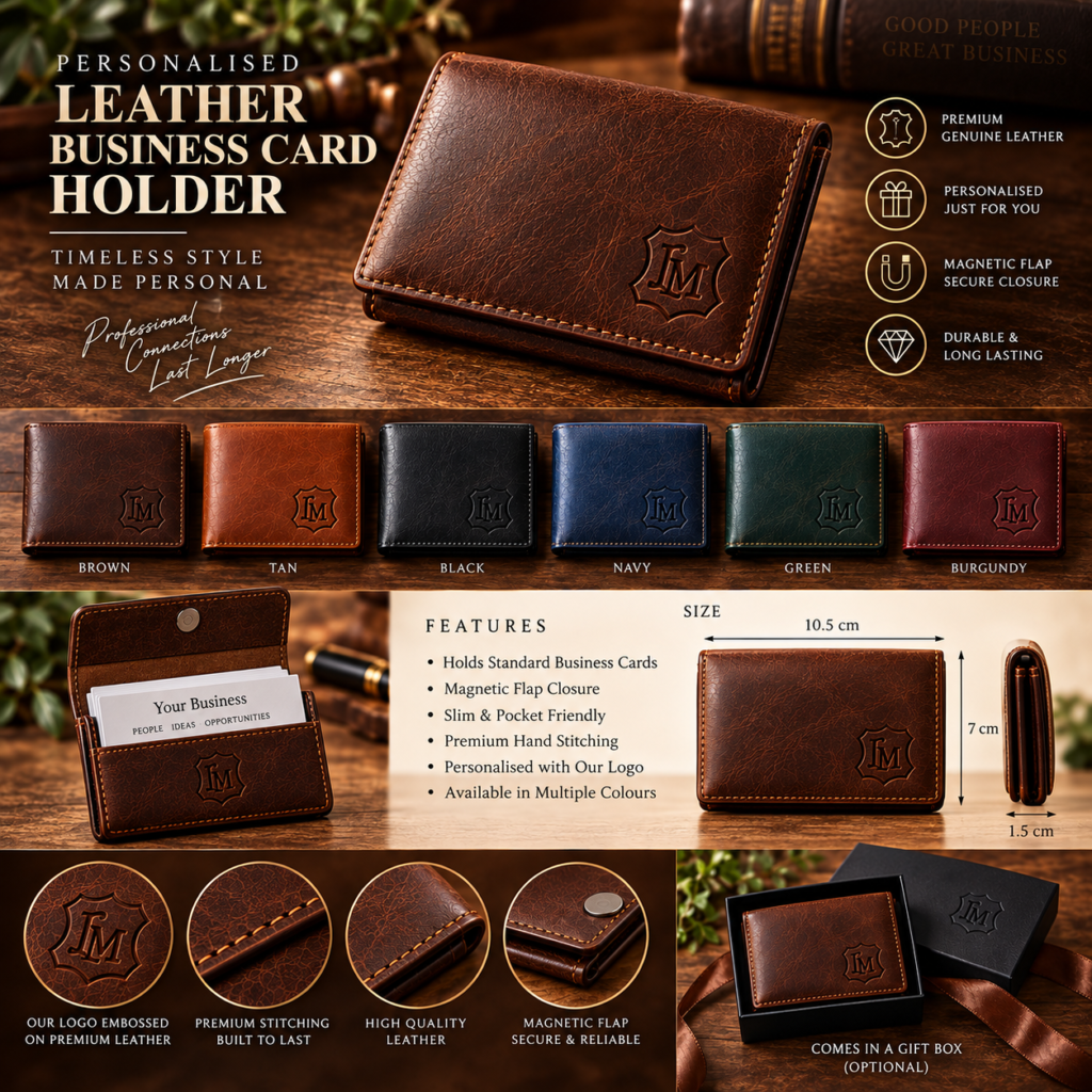 Personalised Leather Business Card Holder