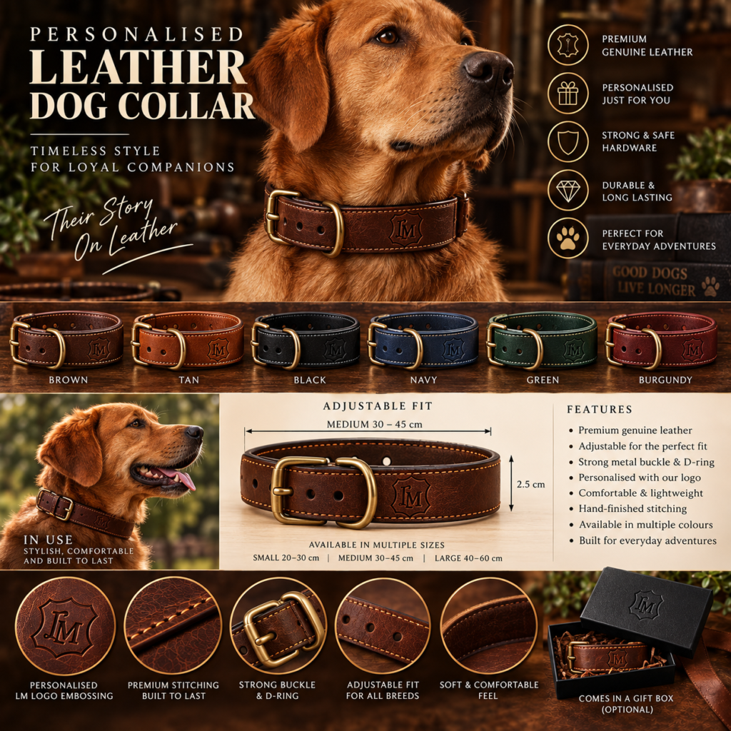 Personalised Leather Dog Collar
