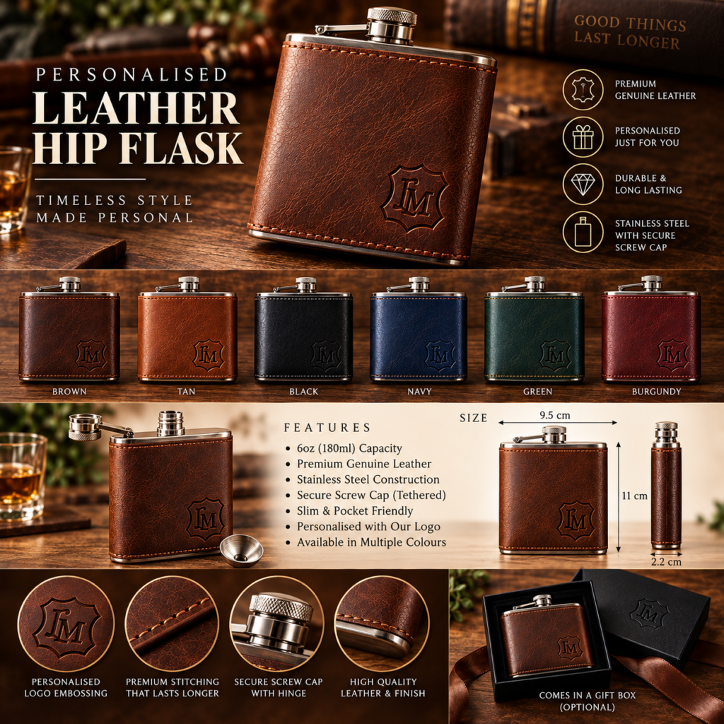 Personalised Leather Hip Flask