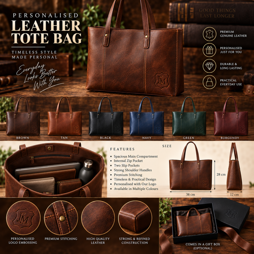 Personalised Leather Tote Bag