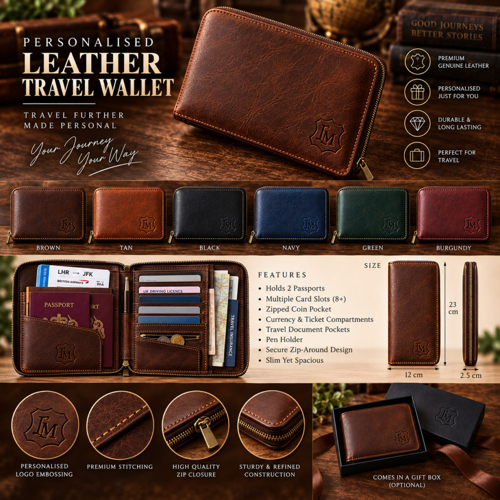 Personalised Leather Travel Wallet 