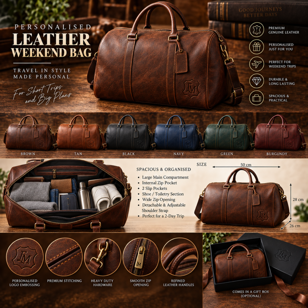 Personalised Leather Weekend Bag