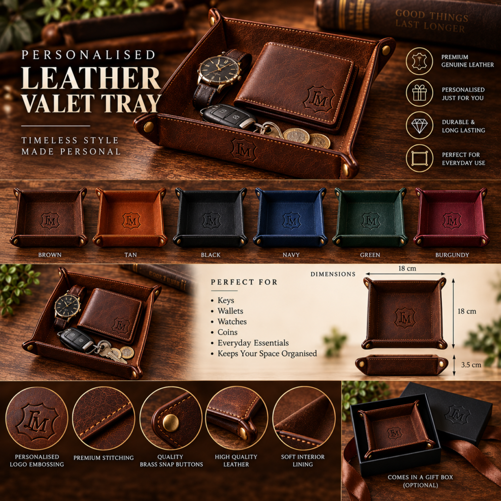 Personalised Leather Valet Tray
