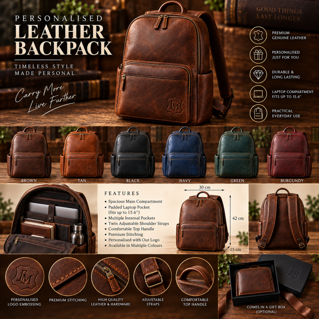 Personalised Leather Backpack