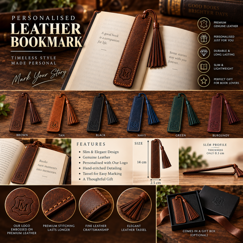 Personalised Leather Bookmark