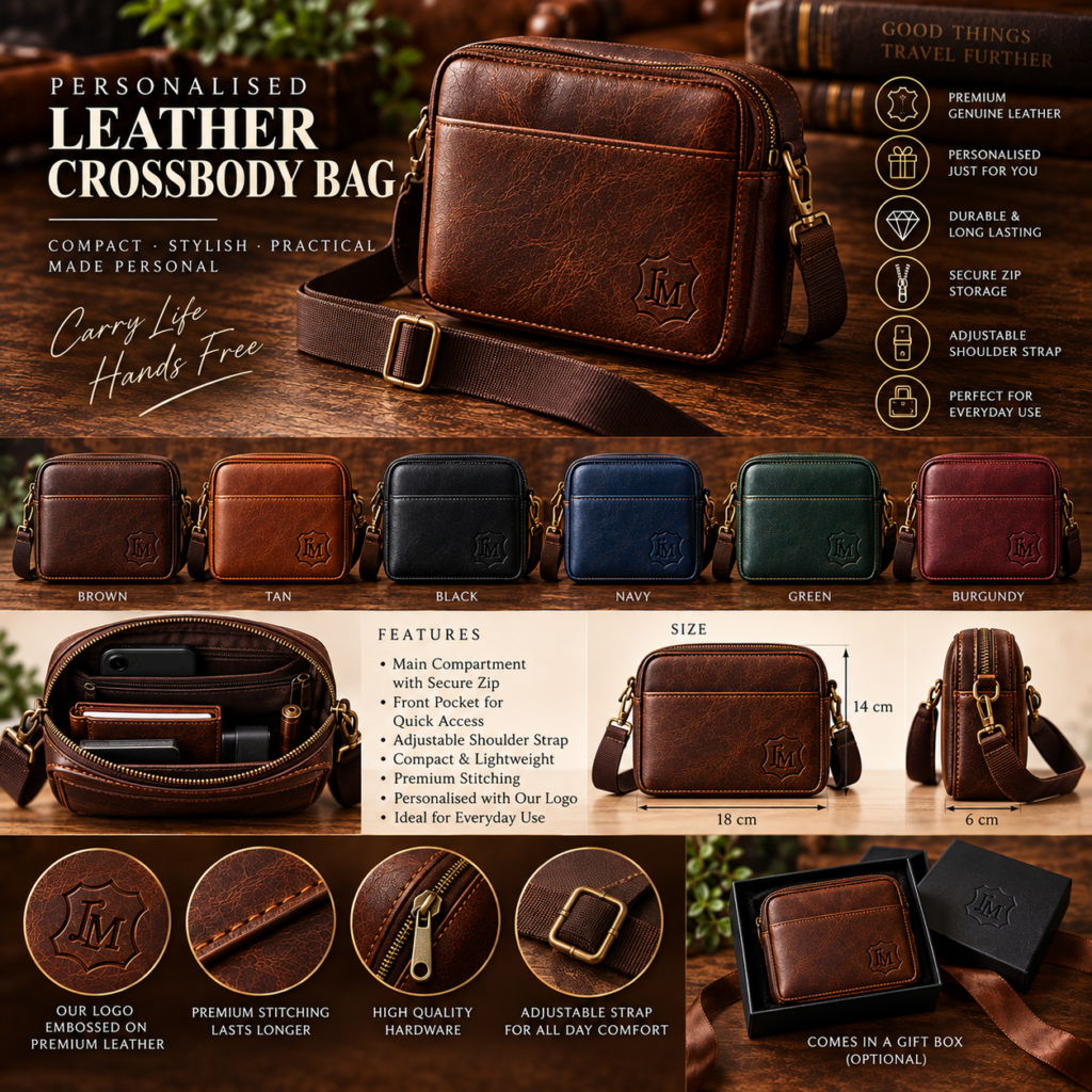 Personalised Leather Crossbody Bag