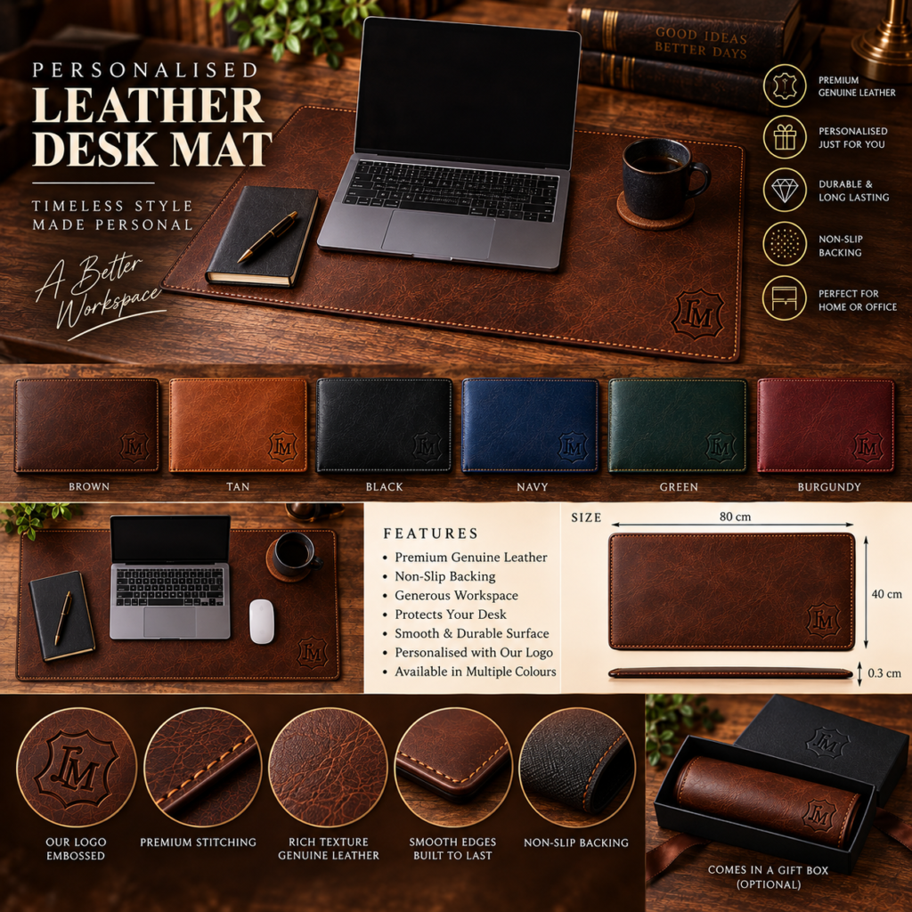 Personalised Leather Desk Mat