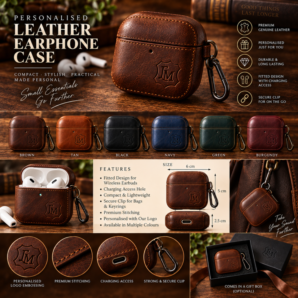 Personalised leather earphone case