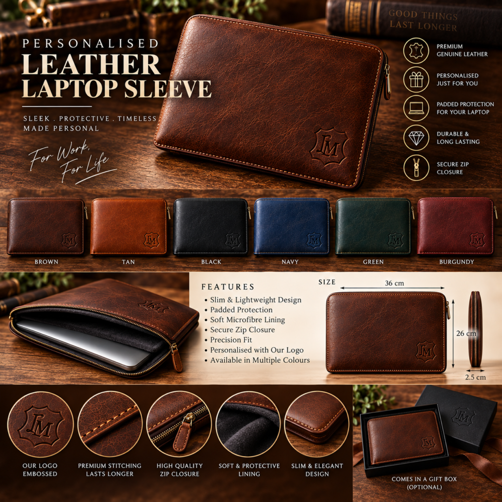 Personalised Leather Laptop Sleeve