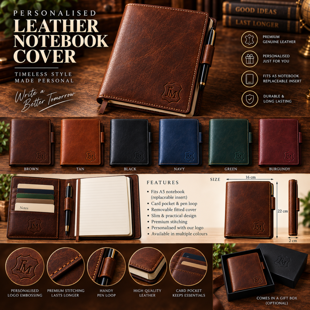 Personalised Leather Notebook Cover