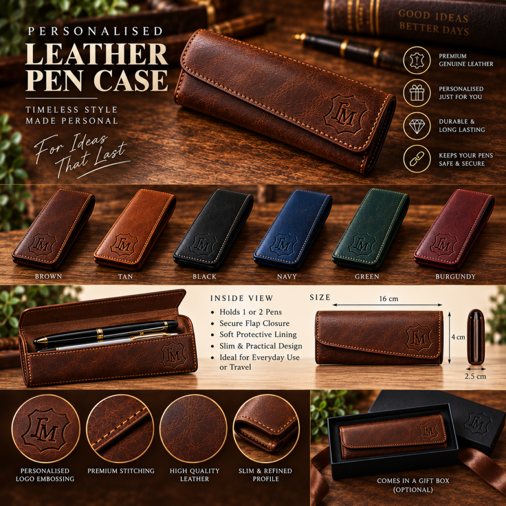 Personalised Leather Pen Case