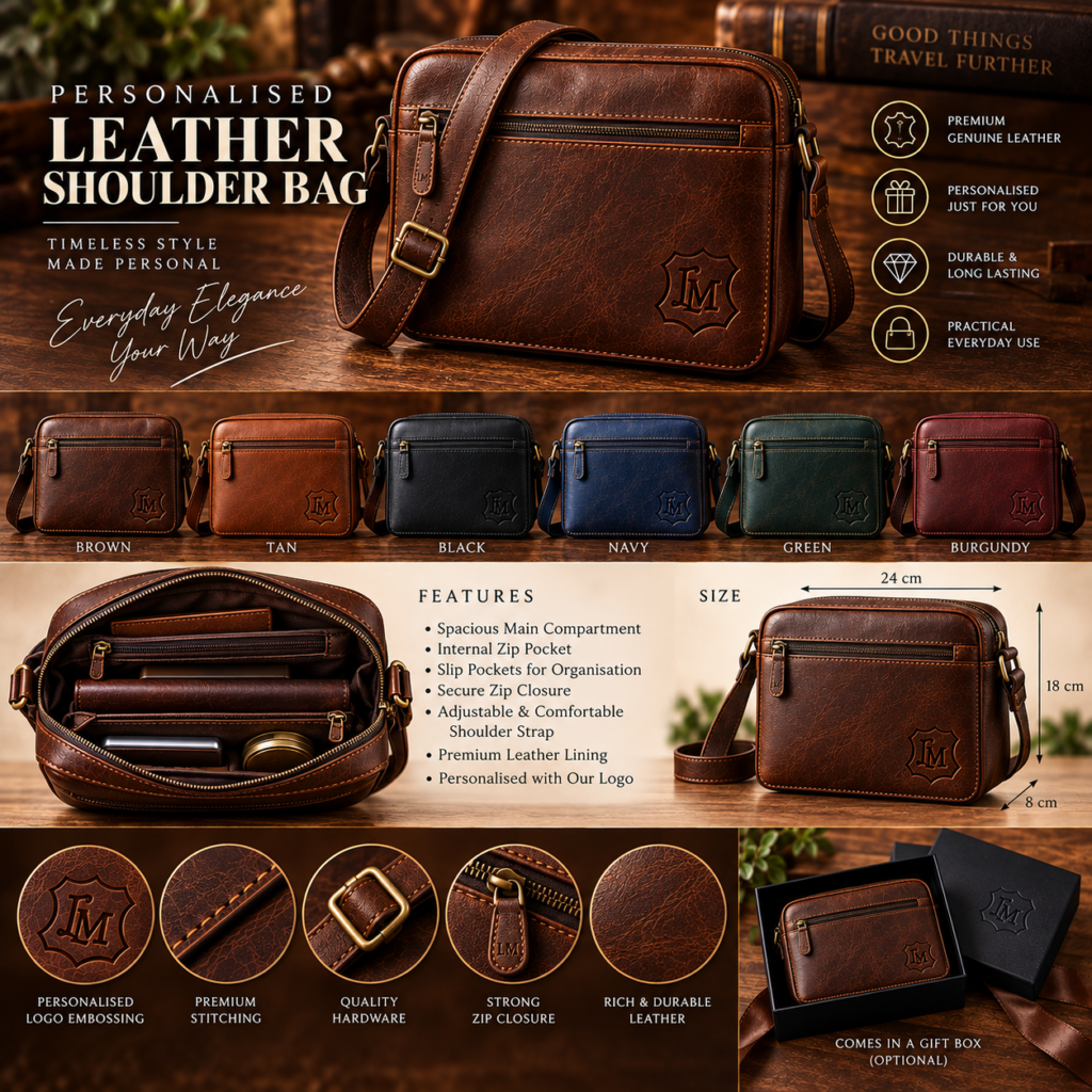 Personalised Leather Shoulder Bag